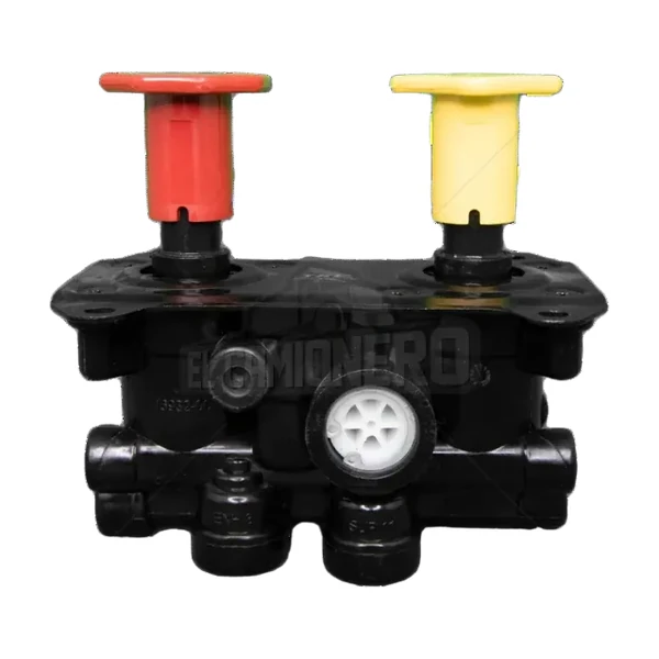 VALVULAPARQUEODOBLEBOTONROJOYAMARILLO MV-3CONECTORES90GRADOS3/8