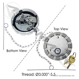 TAPA DE COMBUSTIBLE CON LLAVE 3" CON VENTEO